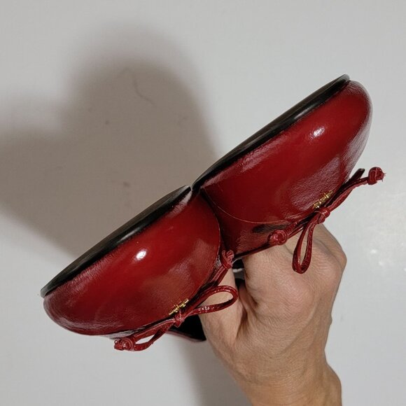 NEW Tory Burch Cap Toe Ballet Flats Womens 9.5 Red Luxury Designer Contemporary - Picture 5 of 8